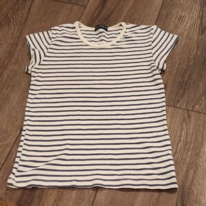 Brandy Melville Navy and Cream Striped Tee